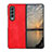 Funda Bumper Lujo Cuero y Plastico Mate Carcasa R06 para Samsung Galaxy Z Fold4 5G Rojo