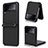 Funda Bumper Lujo Cuero y Plastico Mate Carcasa R08 para Samsung Galaxy Z Flip3 5G Negro