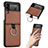 Funda Bumper Lujo Cuero y Plastico Mate Carcasa S01 para Samsung Galaxy Z Flip3 5G Marron