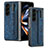 Funda Bumper Lujo Cuero y Plastico Mate Carcasa S03D para Samsung Galaxy Z Fold5 5G Azul