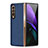 Funda Bumper Lujo Cuero y Plastico Mate Carcasa S05 para Samsung Galaxy Z Fold3 5G Azul