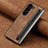 Funda Bumper Lujo Cuero y Plastico Mate Carcasa S06D para Samsung Galaxy Z Fold5 5G Marron