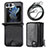 Funda Bumper Lujo Cuero y Plastico Mate Carcasa S07D para Samsung Galaxy Z Flip5 5G Negro