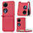 Funda Bumper Lujo Cuero y Plastico Mate Carcasa SD1 para Huawei P50 Pocket Rojo