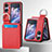 Funda Bumper Lujo Cuero y Plastico Mate Carcasa SD12 para Oppo Find N2 Flip 5G Rojo