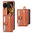 Funda Bumper Lujo Cuero y Plastico Mate Carcasa SD3 para Oppo Find N3 Flip 5G Naranja