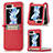 Funda Bumper Lujo Cuero y Plastico Mate Carcasa SD3 para Samsung Galaxy Z Flip5 5G Rojo