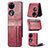 Funda Bumper Lujo Cuero y Plastico Mate Carcasa SD4 para Huawei P60 Pocket Rojo