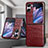 Funda Bumper Lujo Cuero y Plastico Mate Carcasa SD5 para Oppo Find N2 Flip 5G Rojo