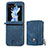 Funda Bumper Lujo Cuero y Plastico Mate Carcasa SD7 para Samsung Galaxy Z Flip5 5G Azul