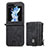 Funda Bumper Lujo Cuero y Plastico Mate Carcasa SD7 para Samsung Galaxy Z Flip5 5G Negro