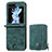 Funda Bumper Lujo Cuero y Plastico Mate Carcasa SD7 para Samsung Galaxy Z Flip5 5G Verde