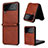 Funda Bumper Lujo Cuero y Plastico Mate Carcasa T02 para Samsung Galaxy Z Flip4 5G Marron