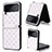 Funda Bumper Lujo Cuero y Plastico Mate Carcasa T06 para Samsung Galaxy Z Flip4 5G Plata