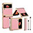 Funda Bumper Lujo Cuero y Plastico Mate Carcasa ZL5 para Samsung Galaxy Z Flip4 5G Oro Rosa