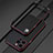 Funda Bumper Lujo Marco de Aluminio Carcasa para Apple iPhone 15 Pro Max Rojo y Negro