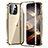 Funda Bumper Lujo Marco de Aluminio Espejo 360 Grados Carcasa LK2 para Apple iPhone 15 Oro