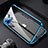 Funda Bumper Lujo Marco de Aluminio Espejo 360 Grados Carcasa M09 para Apple iPhone 16 Pro Azul