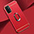 Funda Bumper Lujo Marco de Metal y Plastico Carcasa con Anillo de dedo Soporte P02 para Oppo A74 5G Rojo