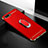 Funda Bumper Lujo Marco de Metal y Plastico Carcasa con Anillo de dedo Soporte T01 para Oppo K1 Rojo