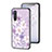 Funda Bumper Silicona Gel Espejo Flores Carcasa para OnePlus Nord CE 5G Purpura Claro