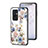 Funda Bumper Silicona Gel Espejo Flores Carcasa S01 para OnePlus 9 Pro 5G Blanco