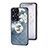 Funda Bumper Silicona Gel Espejo Flores Carcasa S01 para Realme C55 Azul