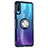 Funda Bumper Silicona Transparente Espejo 360 Grados con Magnetico Anillo de dedo Soporte Z01 para Huawei P30 Lite New Edition Azul