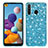 Funda Bumper Silicona y Plastico Carcasa Frontal y Trasera 360 Grados Bling-Bling para Samsung Galaxy A21 Azul Cielo