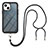 Funda Bumper Silicona y Plastico Carcasa Frontal y Trasera 360 Grados con Acollador Cordon Lanyard para Apple iPhone 14 Negro