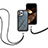 Funda Bumper Silicona y Plastico Carcasa Frontal y Trasera 360 Grados con Acollador Cordon Lanyard para Apple iPhone 14 Pro Max Negro