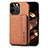 Funda Bumper Silicona y Plastico Carcasa Frontal y Trasera 360 Grados U05 para Apple iPhone 15 Pro Max Marron