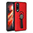 Funda Bumper Silicona y Plastico Mate Carcasa con Anillo de dedo Soporte para Huawei P30 Rojo