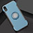 Funda Bumper Silicona y Plastico Mate Carcasa con Anillo de dedo Soporte S01 para Apple iPhone XR Azul Cielo