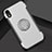 Funda Bumper Silicona y Plastico Mate Carcasa con Anillo de dedo Soporte S01 para Apple iPhone XR Plata