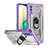 Funda Bumper Silicona y Plastico Mate Carcasa con Magnetico Anillo de dedo Soporte J01S para Samsung Galaxy A02 Morado