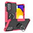 Funda Bumper Silicona y Plastico Mate Carcasa con Magnetico Anillo de dedo Soporte J01X para Samsung Galaxy A52 5G Rosa Roja