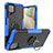 Funda Bumper Silicona y Plastico Mate Carcasa con Magnetico Anillo de dedo Soporte J01X para Samsung Galaxy M12 Azul