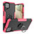 Funda Bumper Silicona y Plastico Mate Carcasa con Magnetico Anillo de dedo Soporte J01X para Samsung Galaxy M12 Rosa Roja