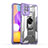 Funda Bumper Silicona y Plastico Mate Carcasa con Magnetico Anillo de dedo Soporte J02S para Samsung Galaxy A22 4G Morado