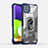 Funda Bumper Silicona y Plastico Mate Carcasa con Magnetico Anillo de dedo Soporte J02S para Samsung Galaxy F42 5G Azul