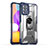 Funda Bumper Silicona y Plastico Mate Carcasa con Magnetico Anillo de dedo Soporte J02S para Samsung Galaxy M32 4G Azul