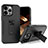 Funda Bumper Silicona y Plastico Mate Carcasa con Magnetico Anillo de dedo Soporte J03S para Apple iPhone 13 Pro Max Negro