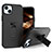 Funda Bumper Silicona y Plastico Mate Carcasa con Magnetico Anillo de dedo Soporte J03S para Apple iPhone 14 Negro