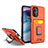 Funda Bumper Silicona y Plastico Mate Carcasa con Magnetico Anillo de dedo Soporte J03S para Oppo A96 5G Naranja