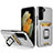 Funda Bumper Silicona y Plastico Mate Carcasa con Magnetico Anillo de dedo Soporte J03S para Samsung Galaxy S22 5G Plata