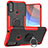 Funda Bumper Silicona y Plastico Mate Carcasa con Magnetico Anillo de dedo Soporte JX1 para Motorola Moto E7 Power Rojo