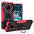 Funda Bumper Silicona y Plastico Mate Carcasa con Magnetico Anillo de dedo Soporte JX1 para Nokia C200 Rosa Roja