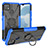 Funda Bumper Silicona y Plastico Mate Carcasa con Magnetico Anillo de dedo Soporte JX1 para Realme C21Y Azul