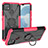 Funda Bumper Silicona y Plastico Mate Carcasa con Magnetico Anillo de dedo Soporte JX1 para Realme C25Y Rosa Roja